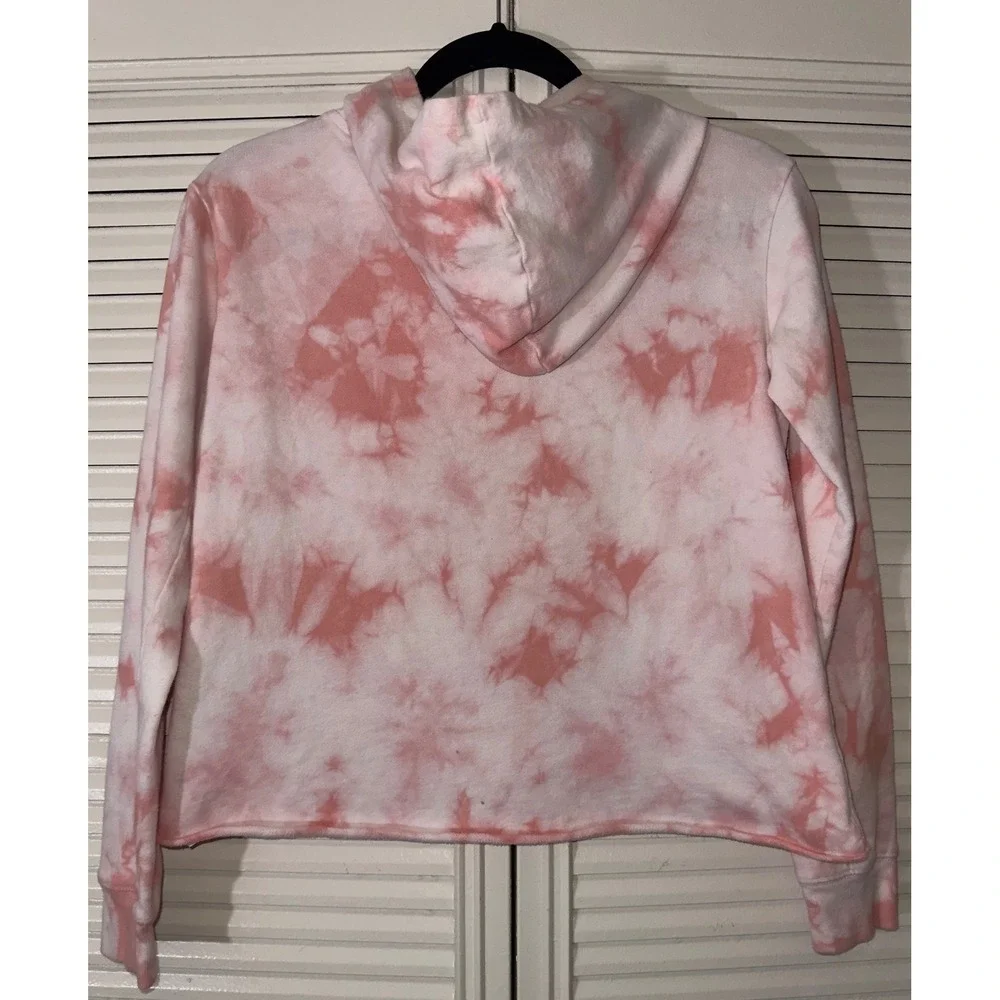 Justice Active Pink Tie Dye Glitter Justice Spell‎ Out Hoodie Size 12/14 *FLAWS*